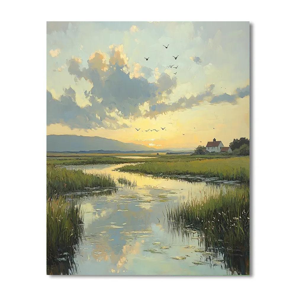John Constable Inspired Marshland Dawn paint by numbers