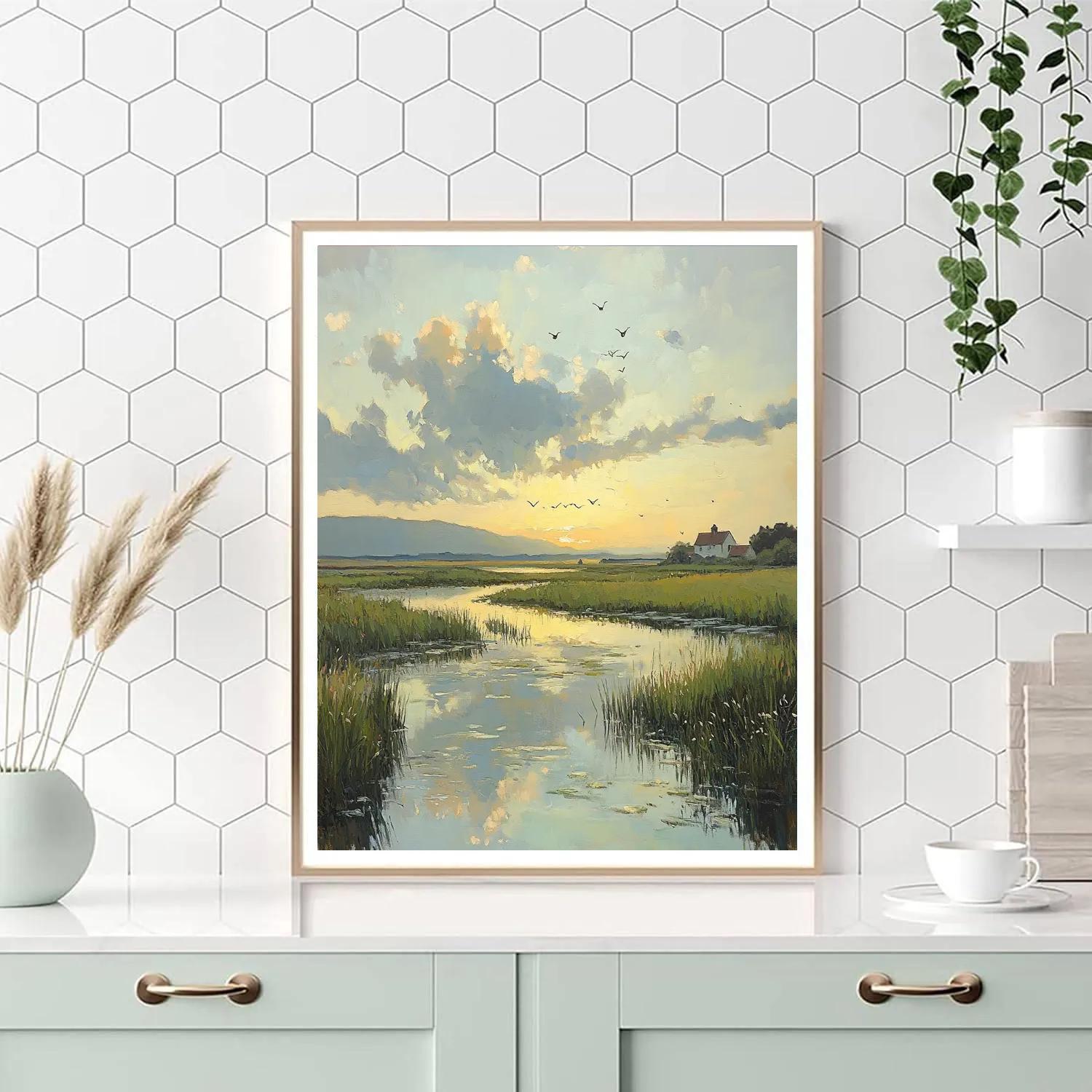 John Constable Inspired Marshland Dawn paint by numbers