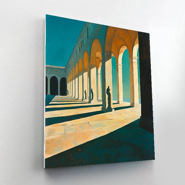 Giorgio De Chirico Inspired Empty Piazza Number painting
