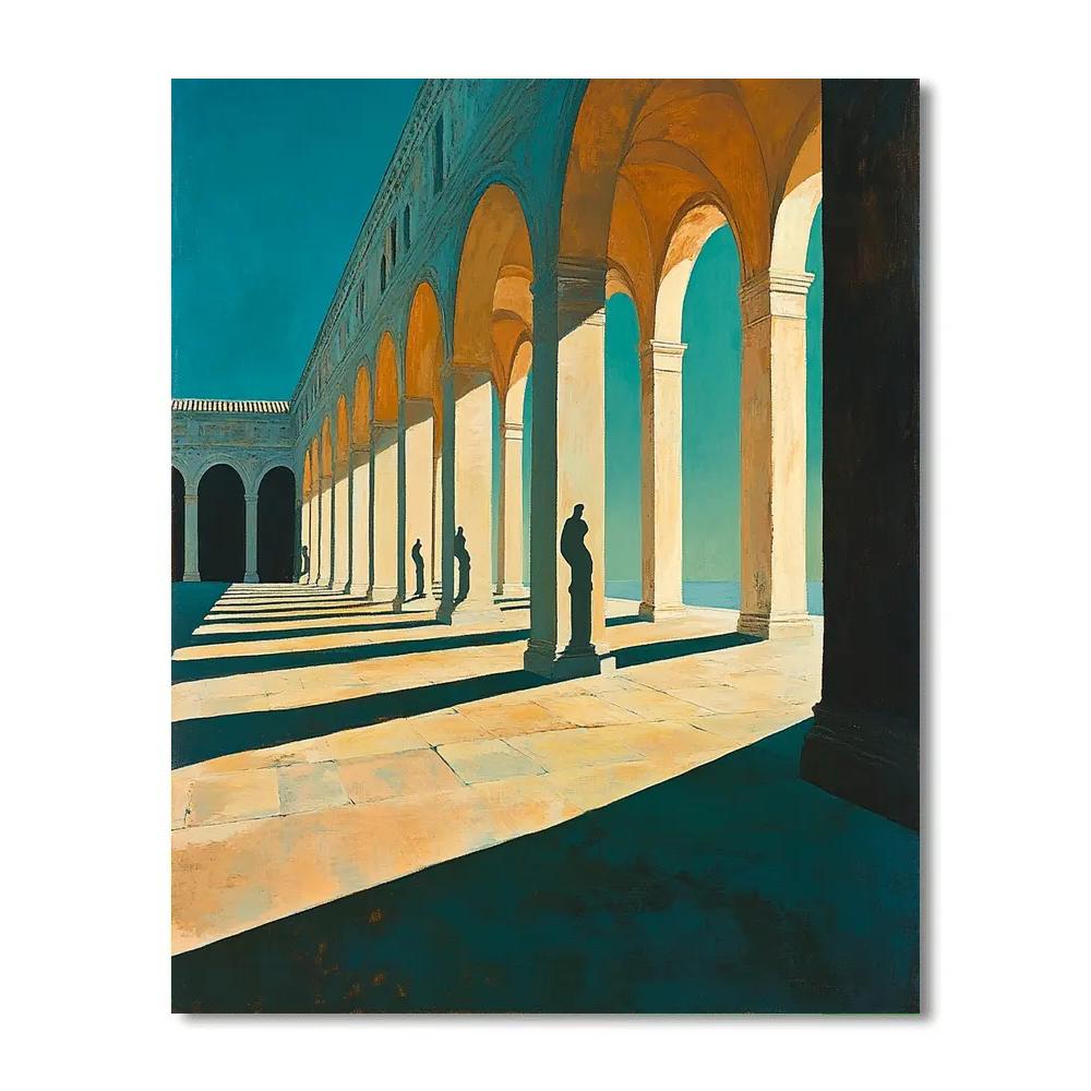Giorgio De Chirico Inspired Empty Piazza Number painting