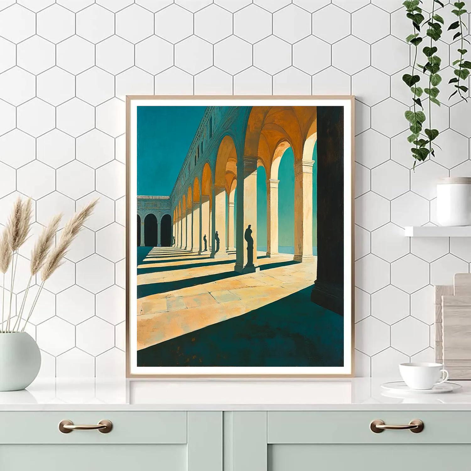 Giorgio De Chirico Inspired Empty Piazza Number painting
