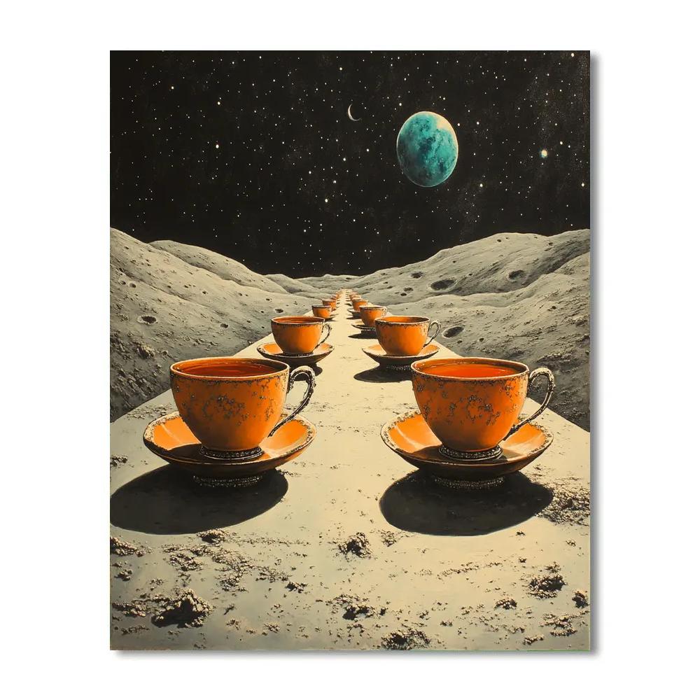 Salvador Dali Inspired Cosmic Tea Party Number painting