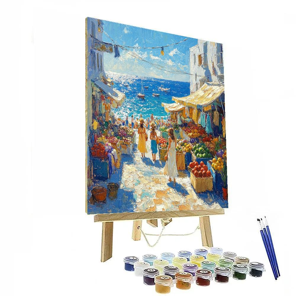 Joaquín Sorolla Inspired Market By The Sea paint by numbers