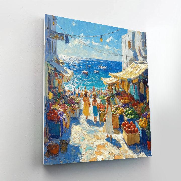 Joaquín Sorolla Inspired Market By The Sea paint by numbers