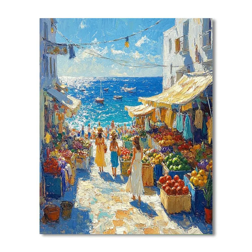 Joaquín Sorolla Inspired Market By The Sea paint by numbers