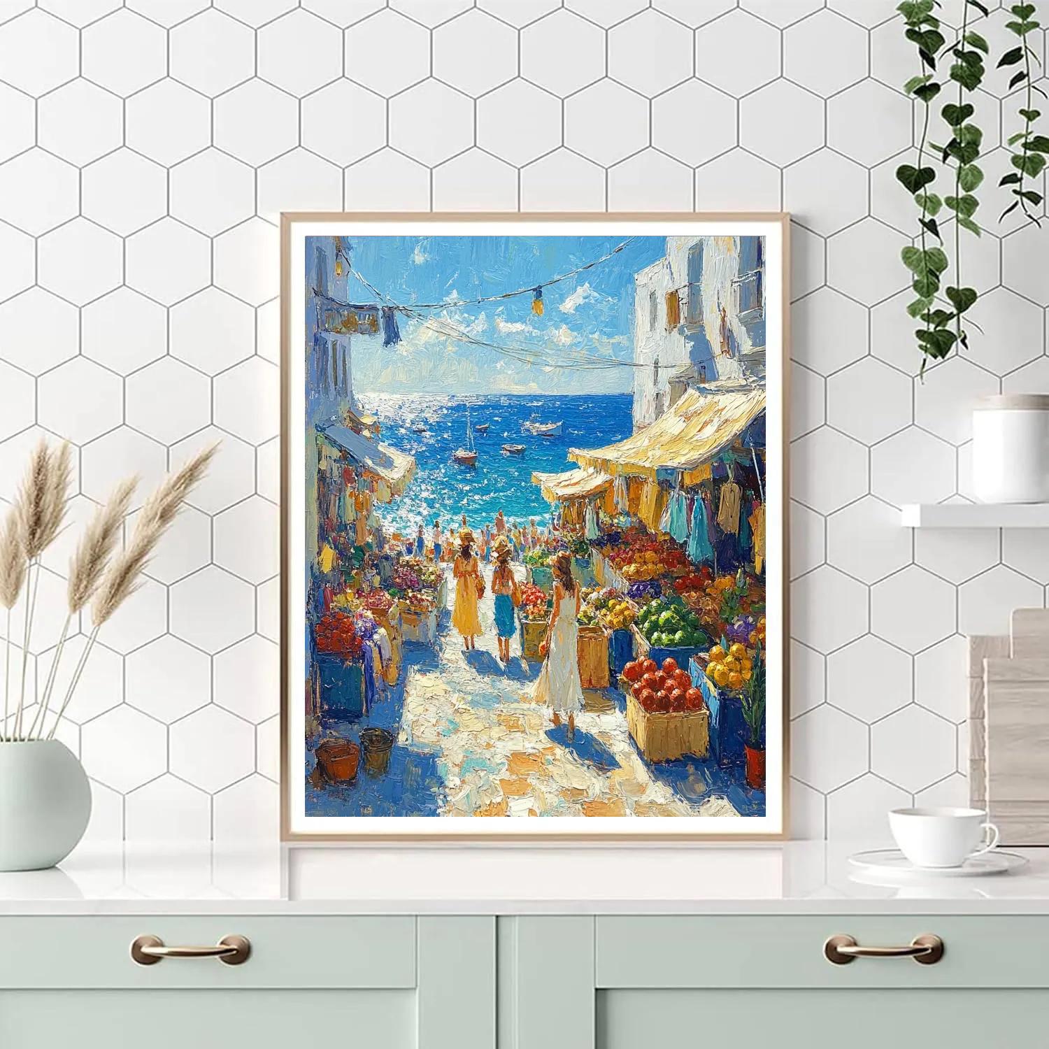 Joaquín Sorolla Inspired Market By The Sea paint by numbers