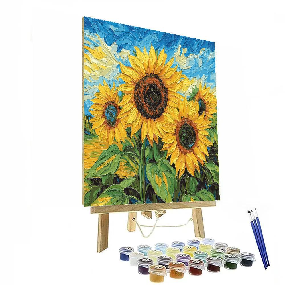 Van Gogh Inspired Sunflowers In A Rustic Garden Paint by numbers kits