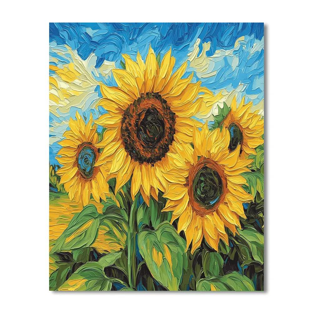 Van Gogh Inspired Sunflowers In A Rustic Garden Paint by numbers kits