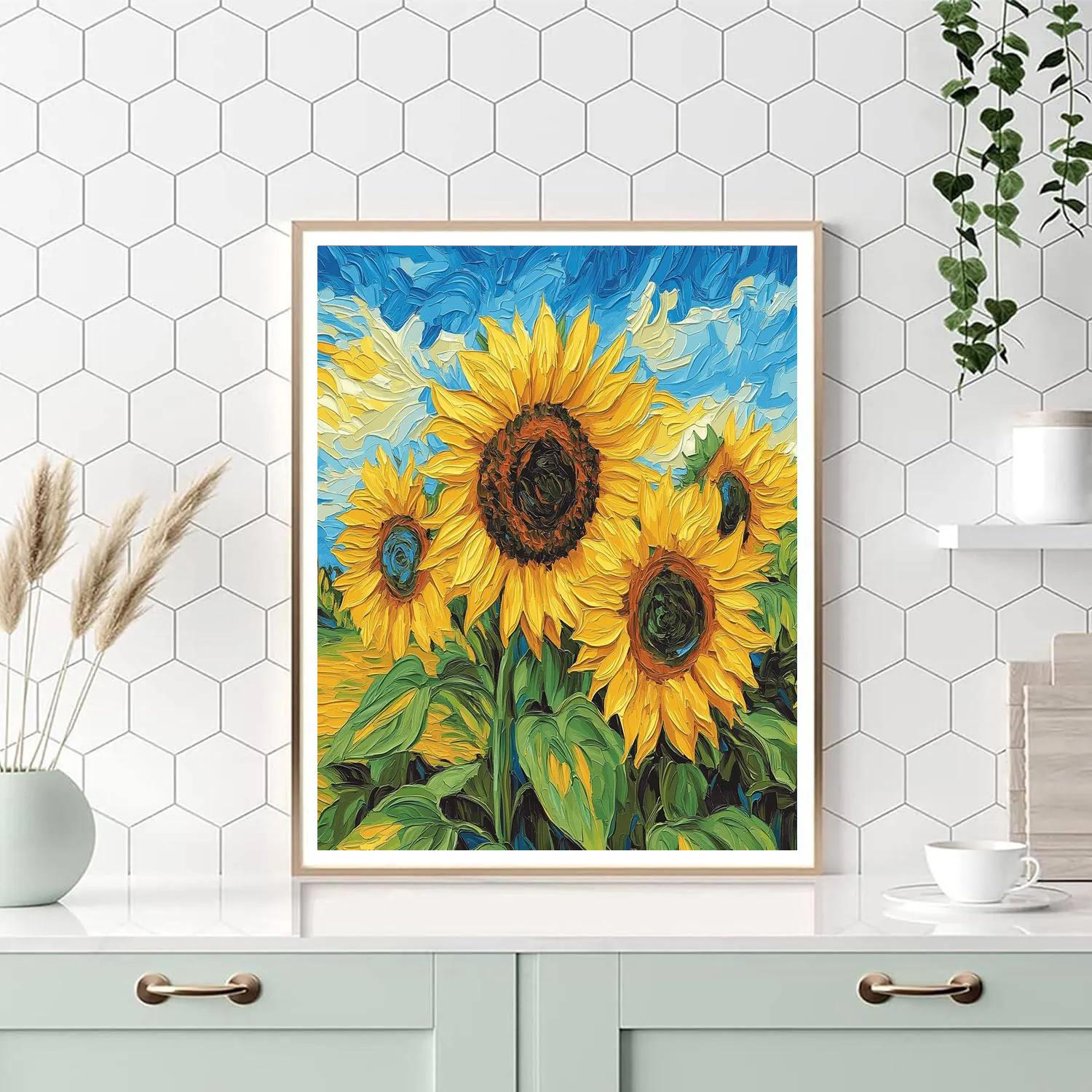 Van Gogh Inspired Sunflowers In A Rustic Garden Paint by numbers kits