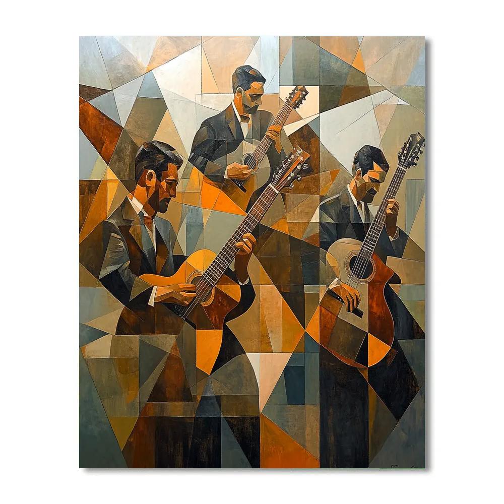 Picasso Inspired Abstract Guitar Players Number painting