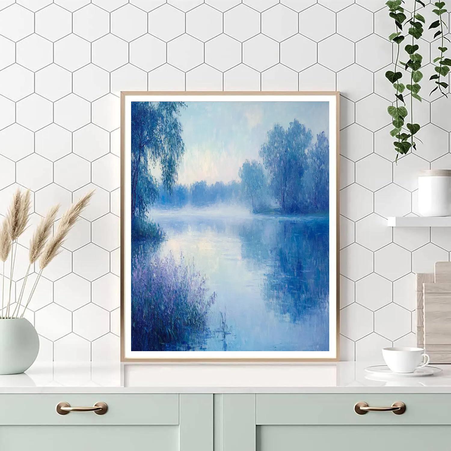 Monet Inspired Misty Morning By The Lake DIY paint by numbers