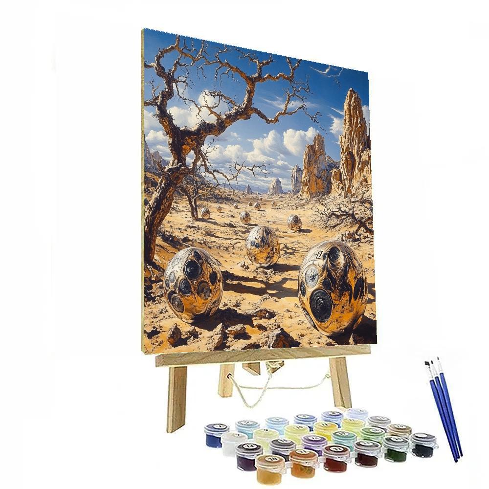 Salvador Dali Inspired Surreal Desertscape With Melting Clocks paint by numbers