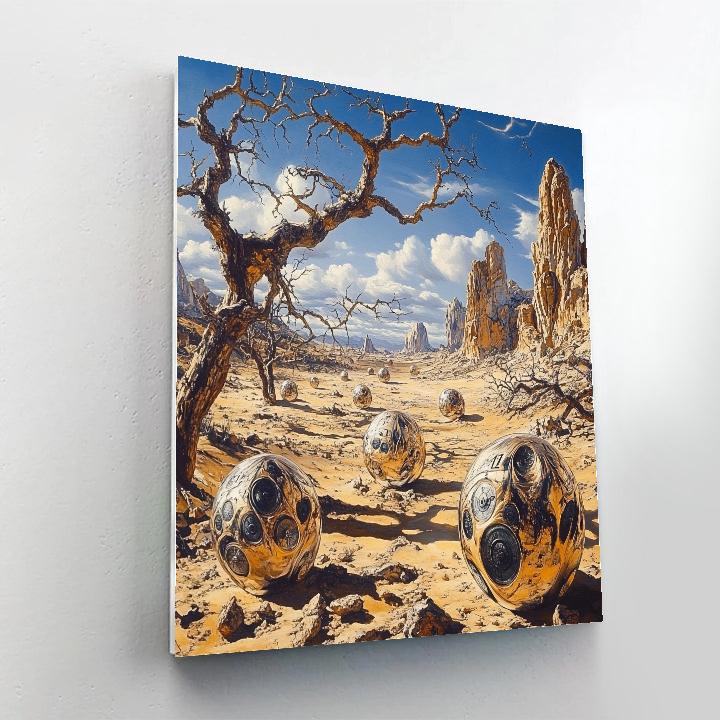 Salvador Dali Inspired Surreal Desertscape With Melting Clocks paint by numbers