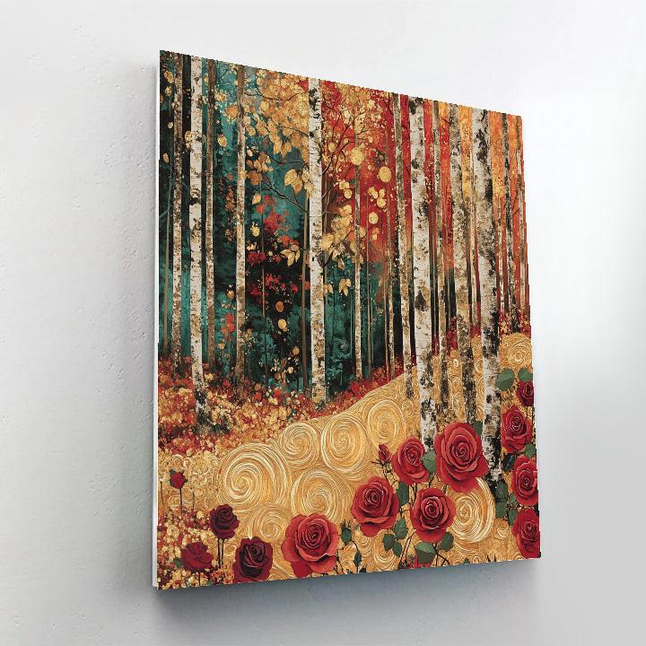 Gustav Klimt Inspired Golden Forest Of Roses Paint by numbers art