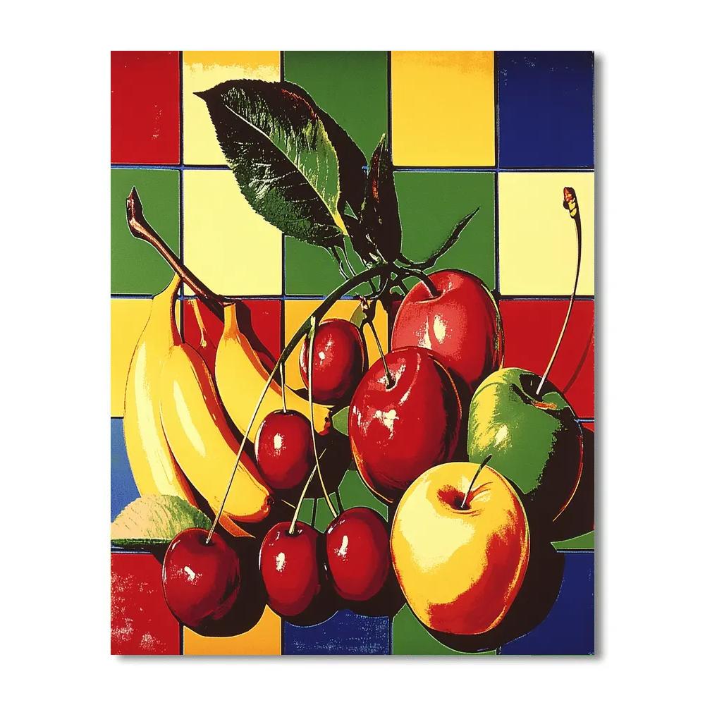 Andy Warhol Inspired Pop Art Fruit Fiesta paint by number