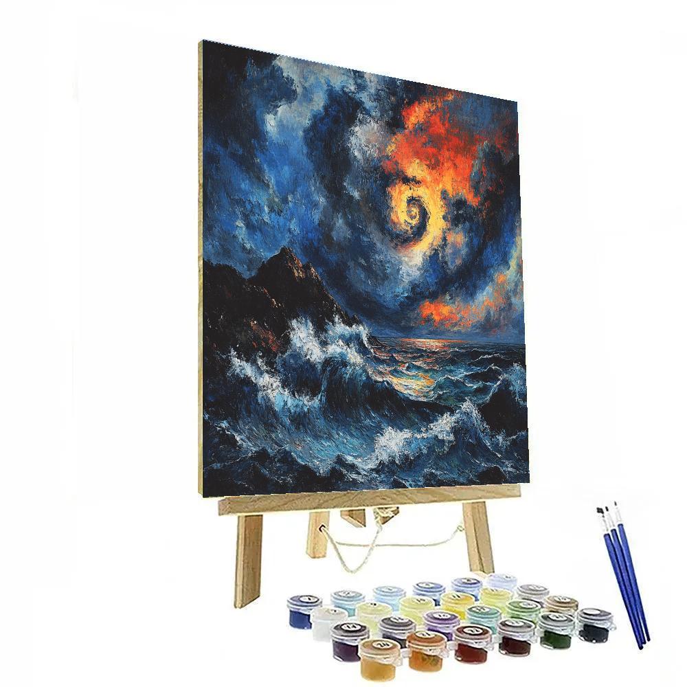 Edvard Munch Inspired Stormy Coastal Landscape painting number kit