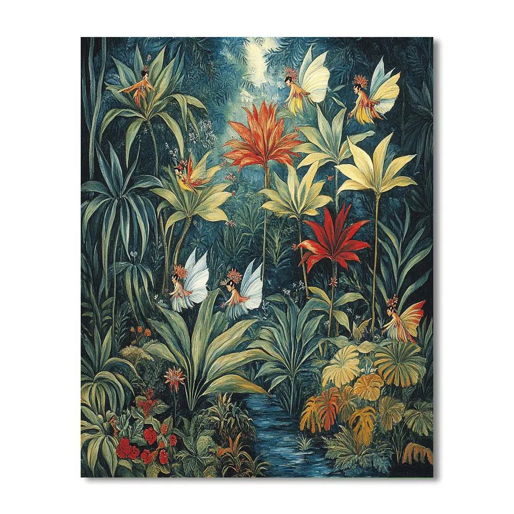 Frida Kahlo Inspired Mythical Jungle With Fairies Paint by numbers art