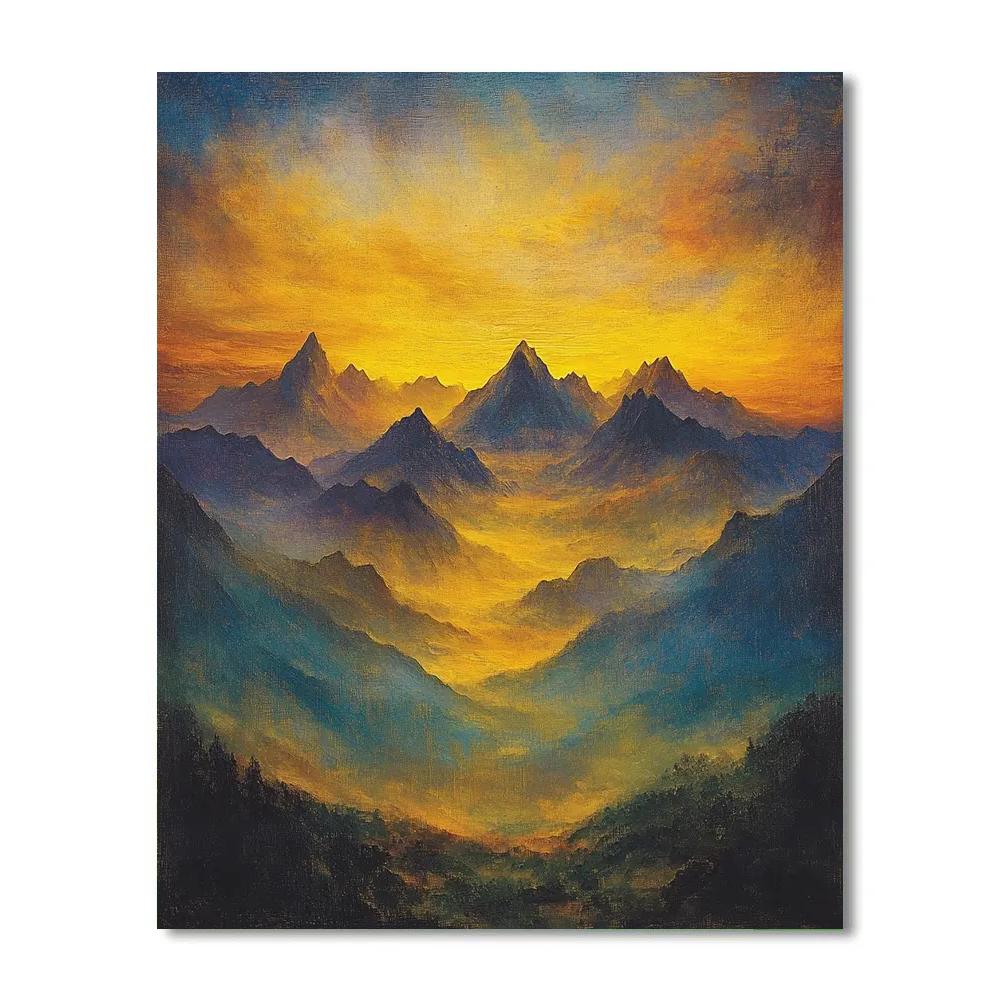 JMW Turner Inspired Sunset Over Misty Mountains Painting by numbers kit