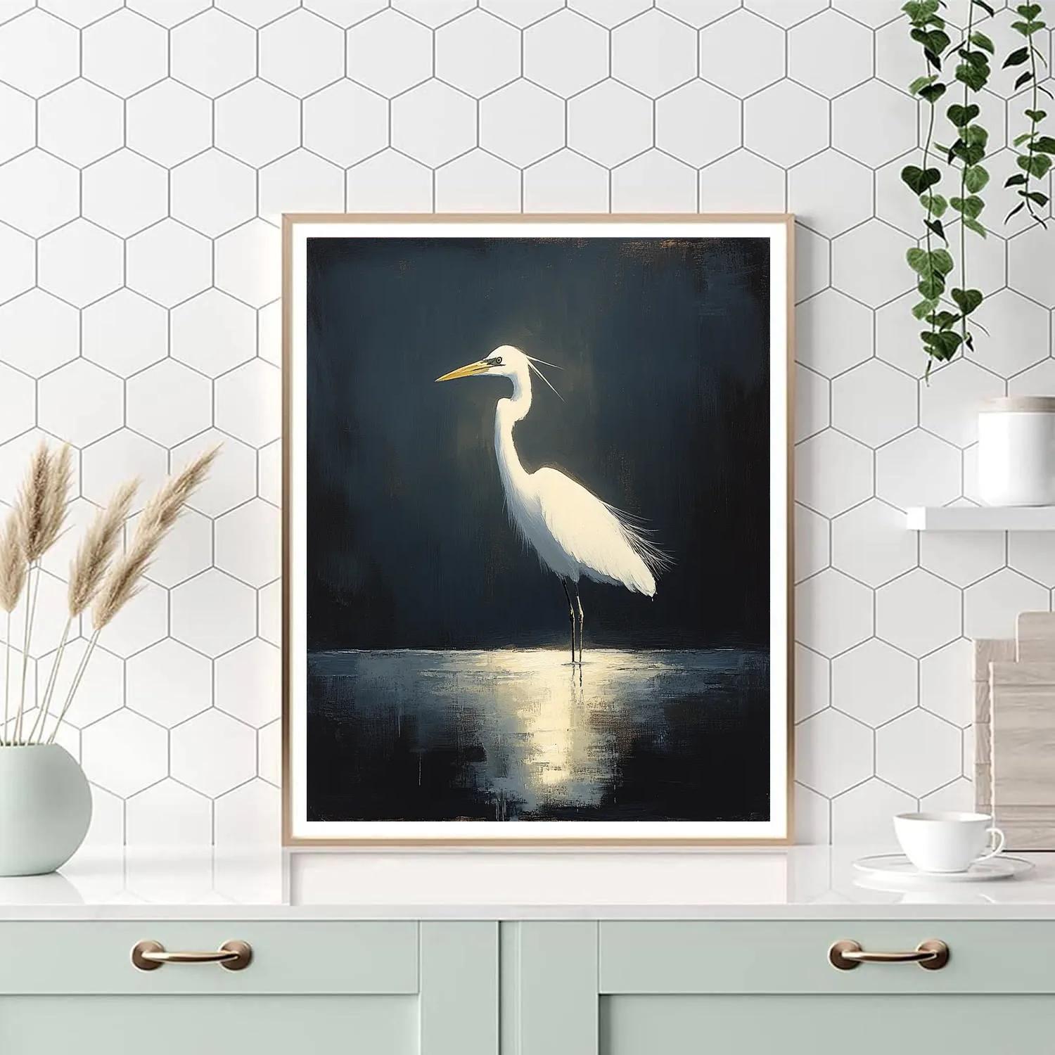Caravaggio Inspired Night Heron Silhouette Paint by numbers art