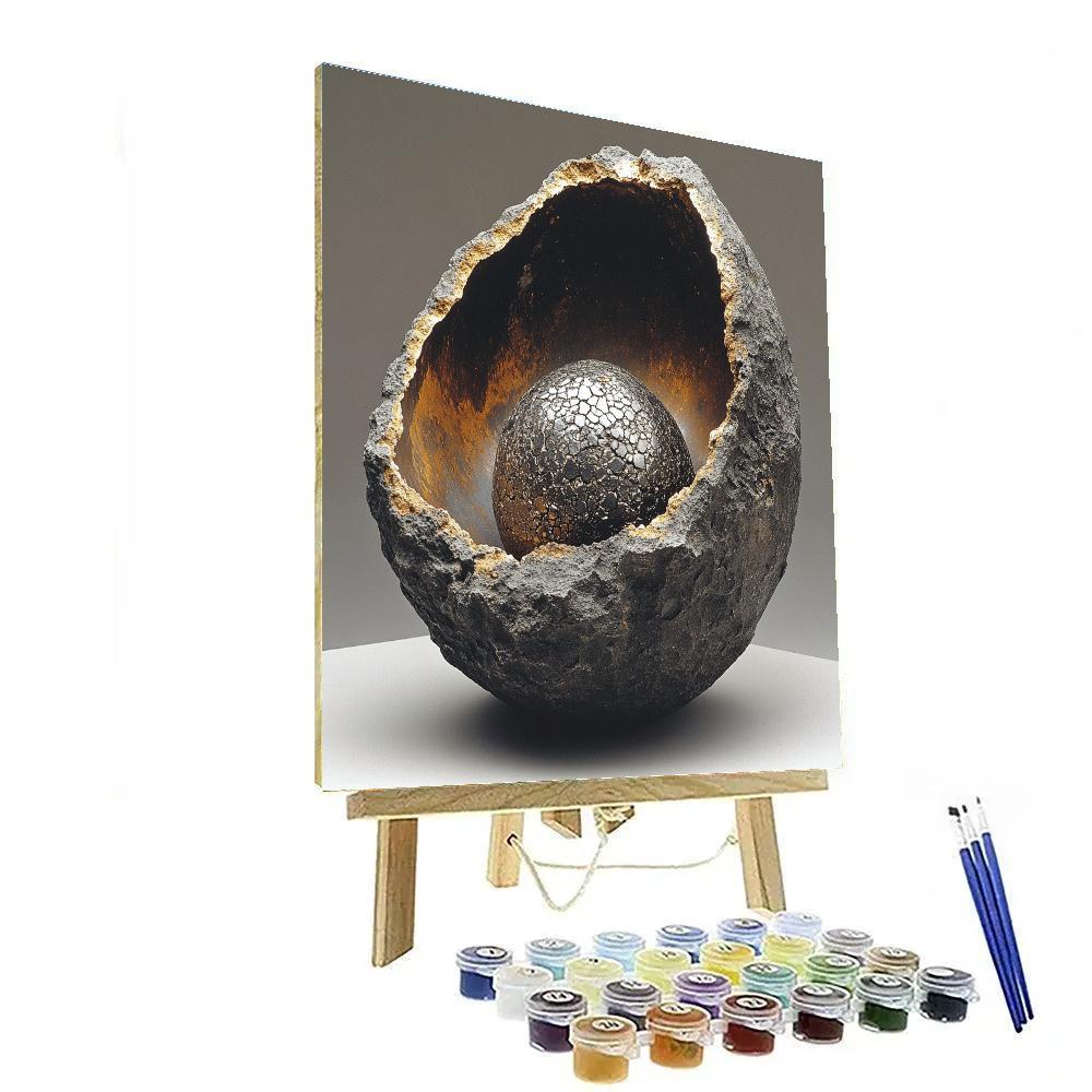 Caravaggio Inspired Meteorite On Basalt paint by color