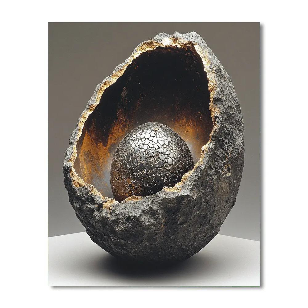Caravaggio Inspired Meteorite On Basalt paint by color