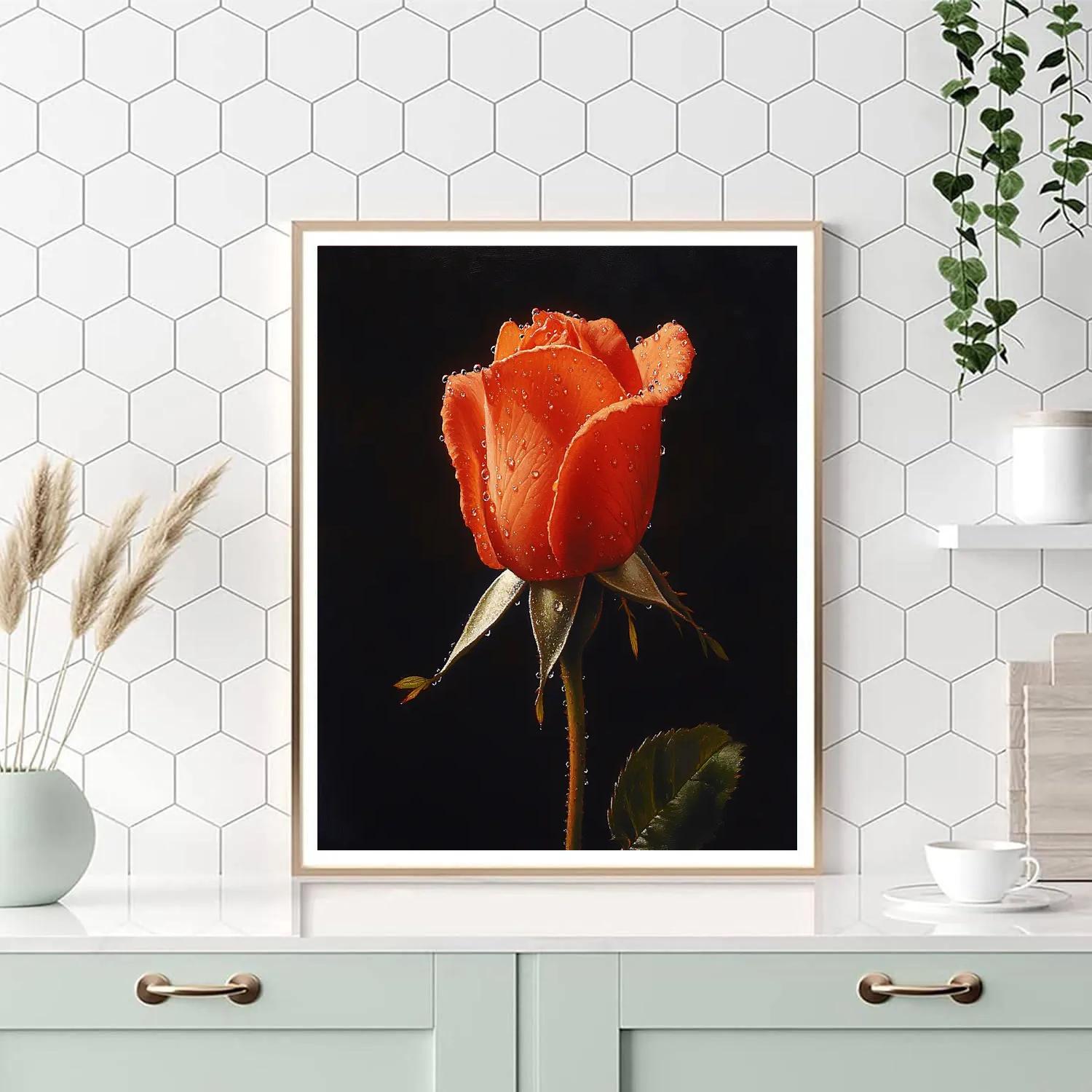 Caravaggio Inspired Rosebud After Rain Numbered painting kits