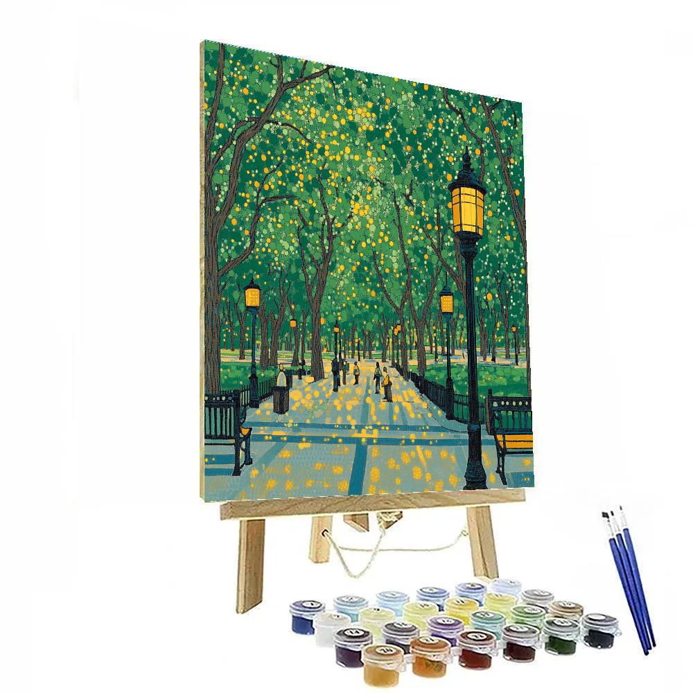Seurat Inspired Pointillist City Park Number painting