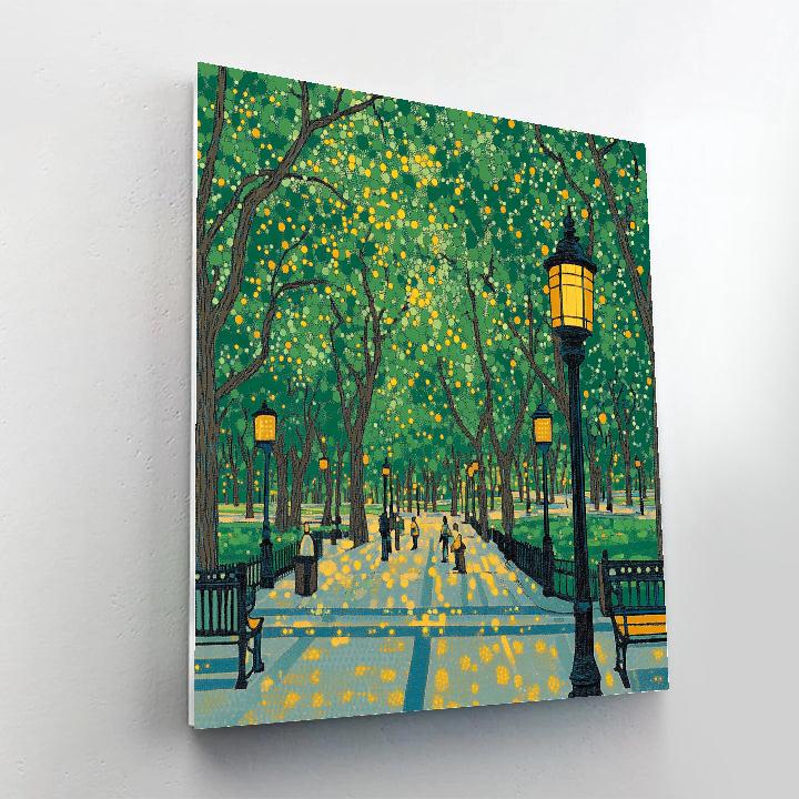 Seurat Inspired Pointillist City Park Number painting