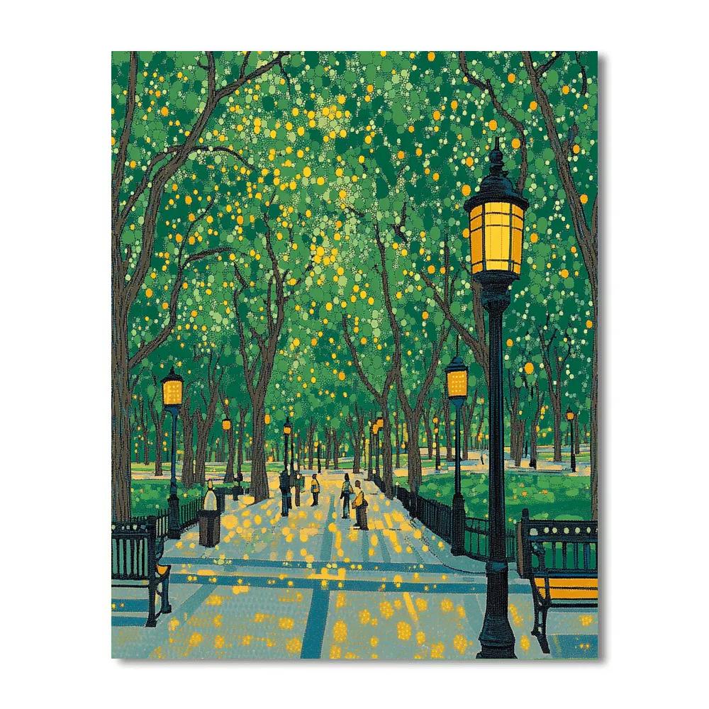 Seurat Inspired Pointillist City Park Number painting