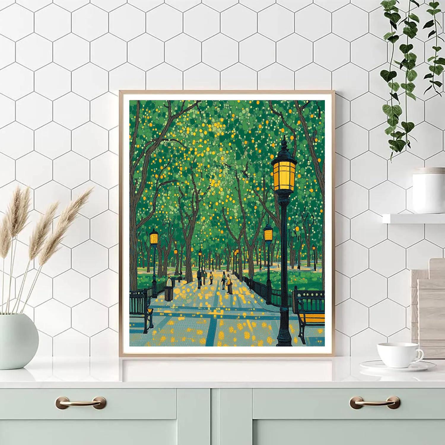 Seurat Inspired Pointillist City Park Number painting