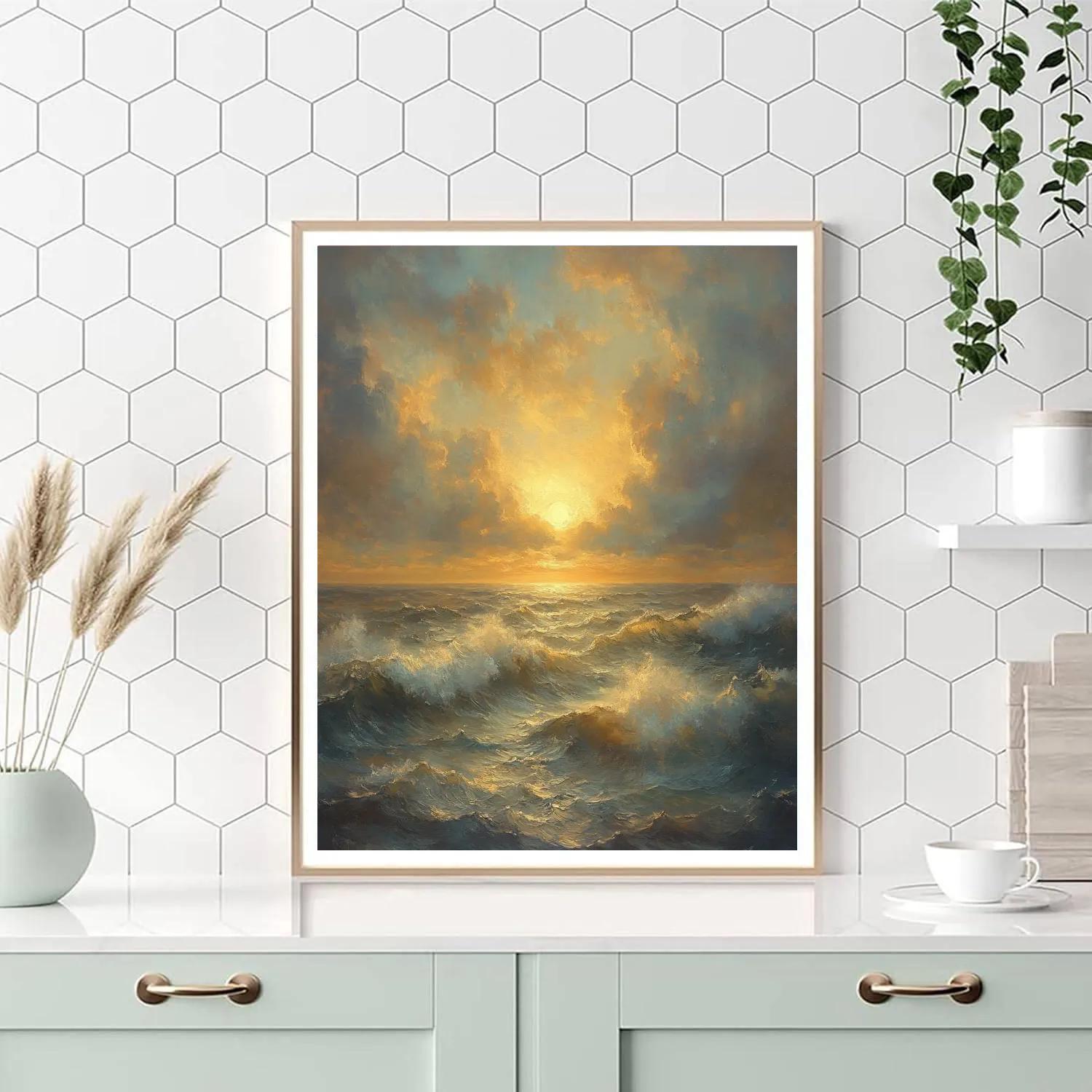 Turner Inspired Tempest Over Sea Number painting