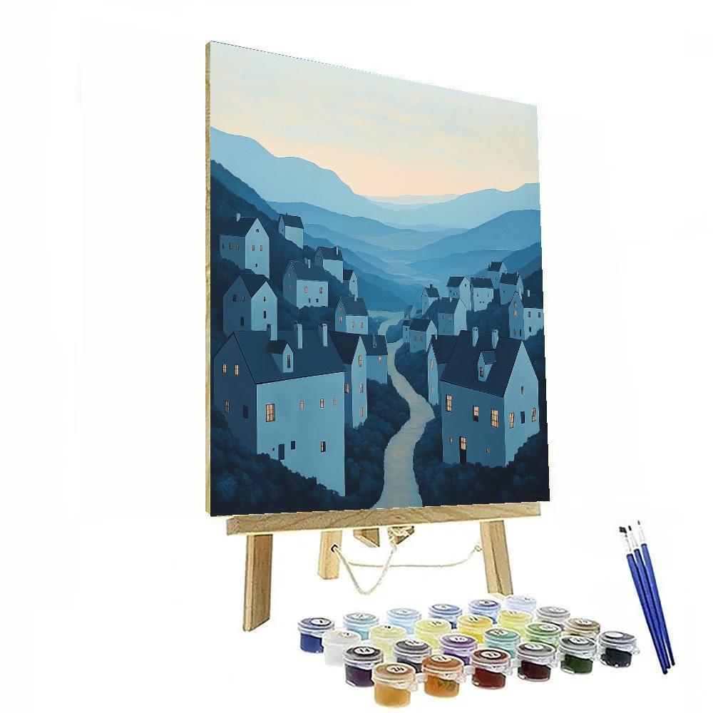 Magritte Inspired Floating Village Paint by numbers art