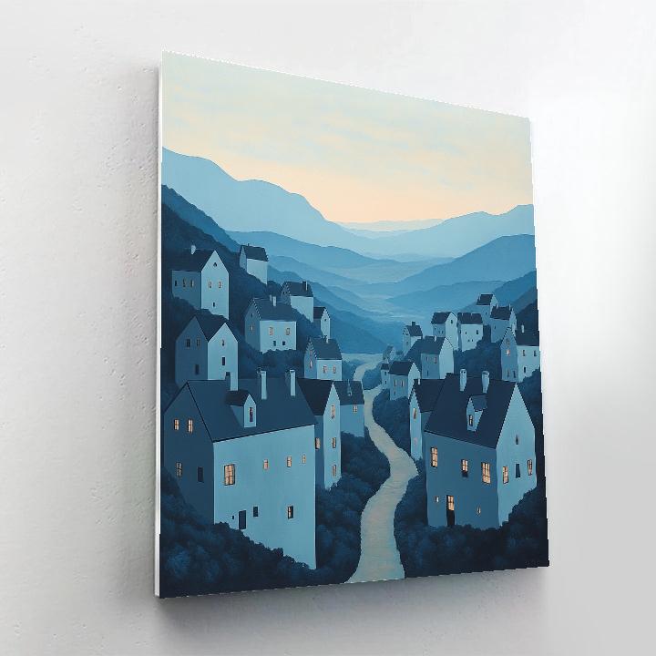 Magritte Inspired Floating Village Paint by numbers art