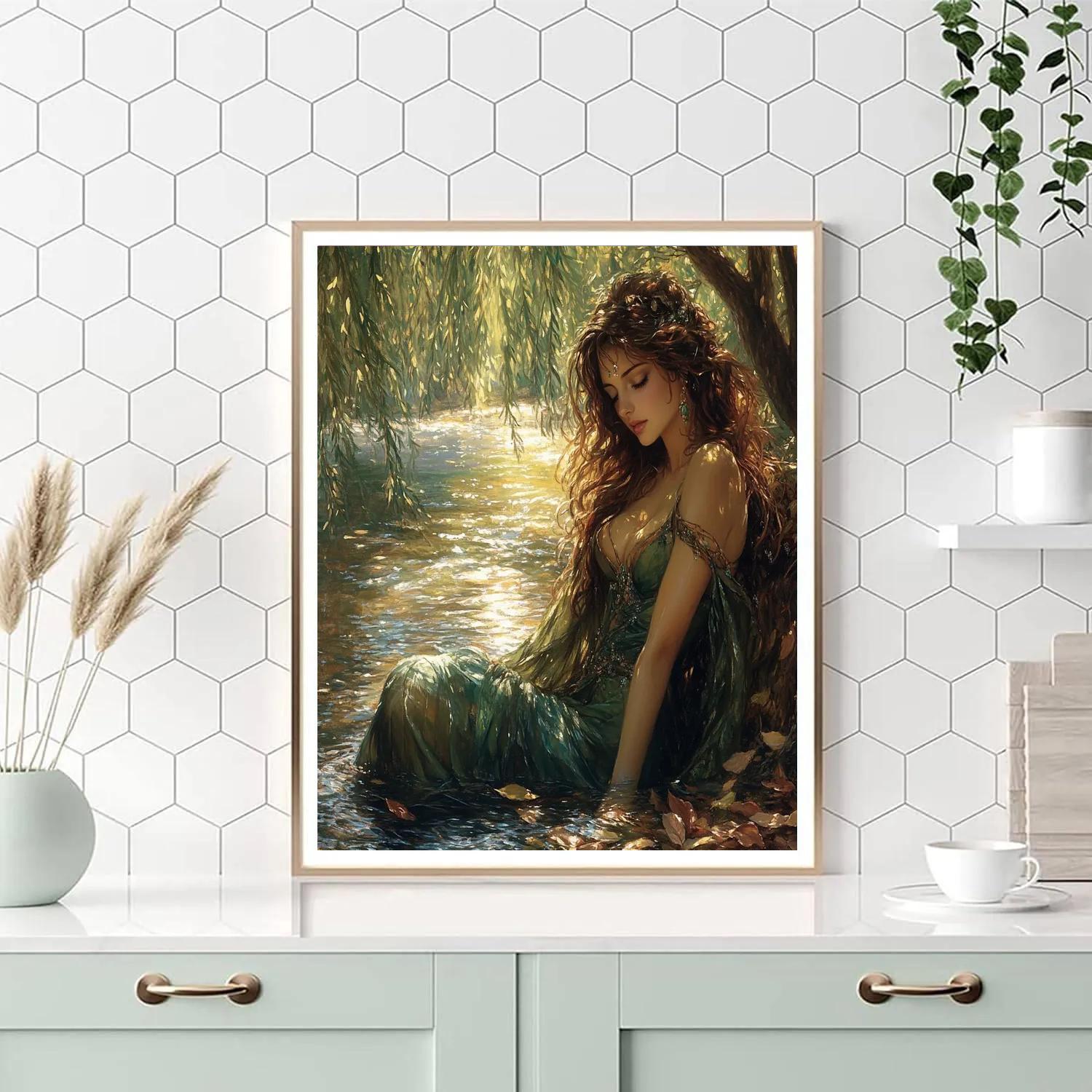 John William Waterhouse Inspired Naiad At Brook paint by numbers
