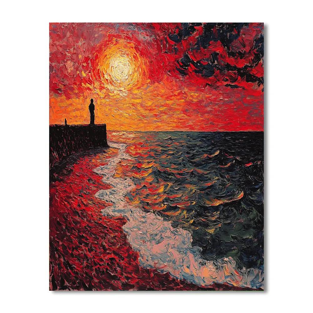 Edvard Munch Inspired Anxiety Shore DIY paint by numbers