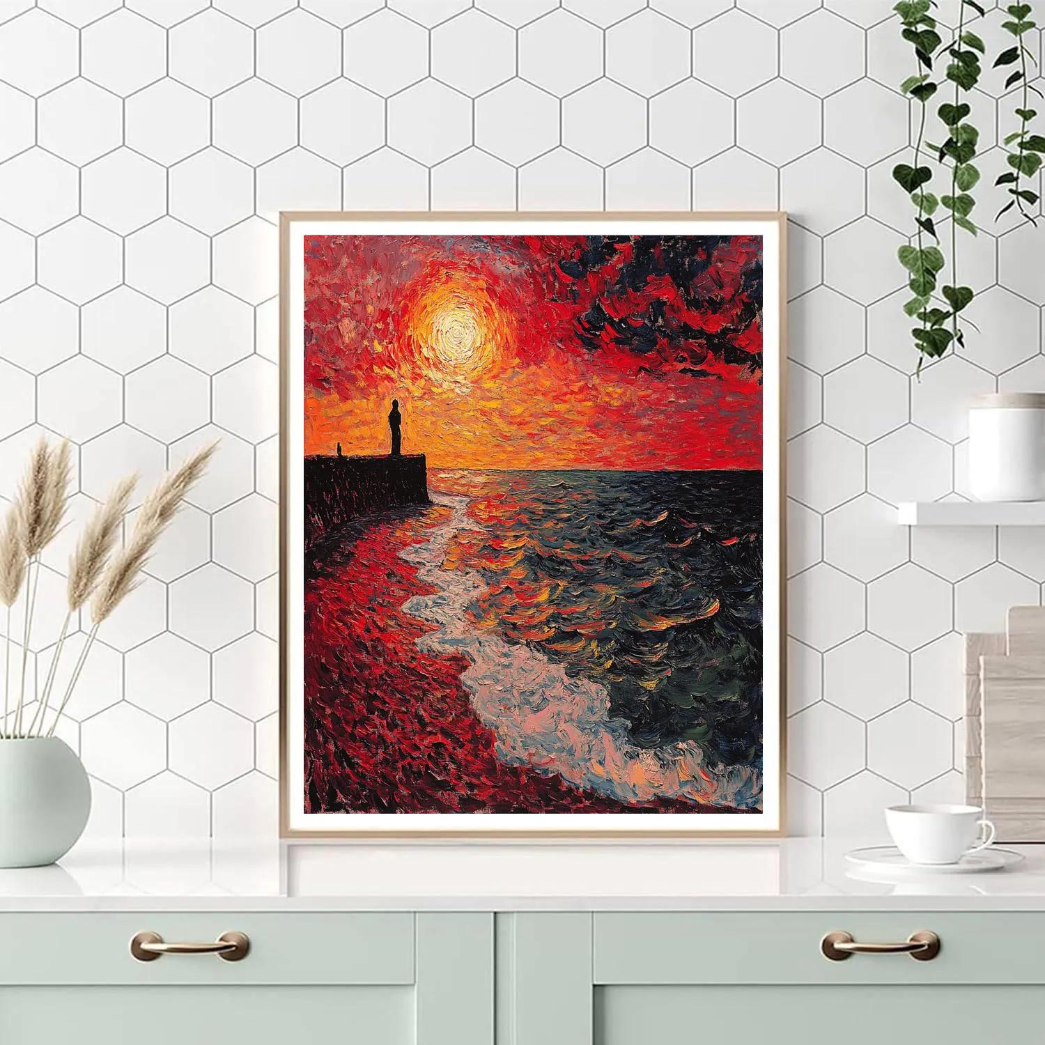Edvard Munch Inspired Anxiety Shore DIY paint by numbers