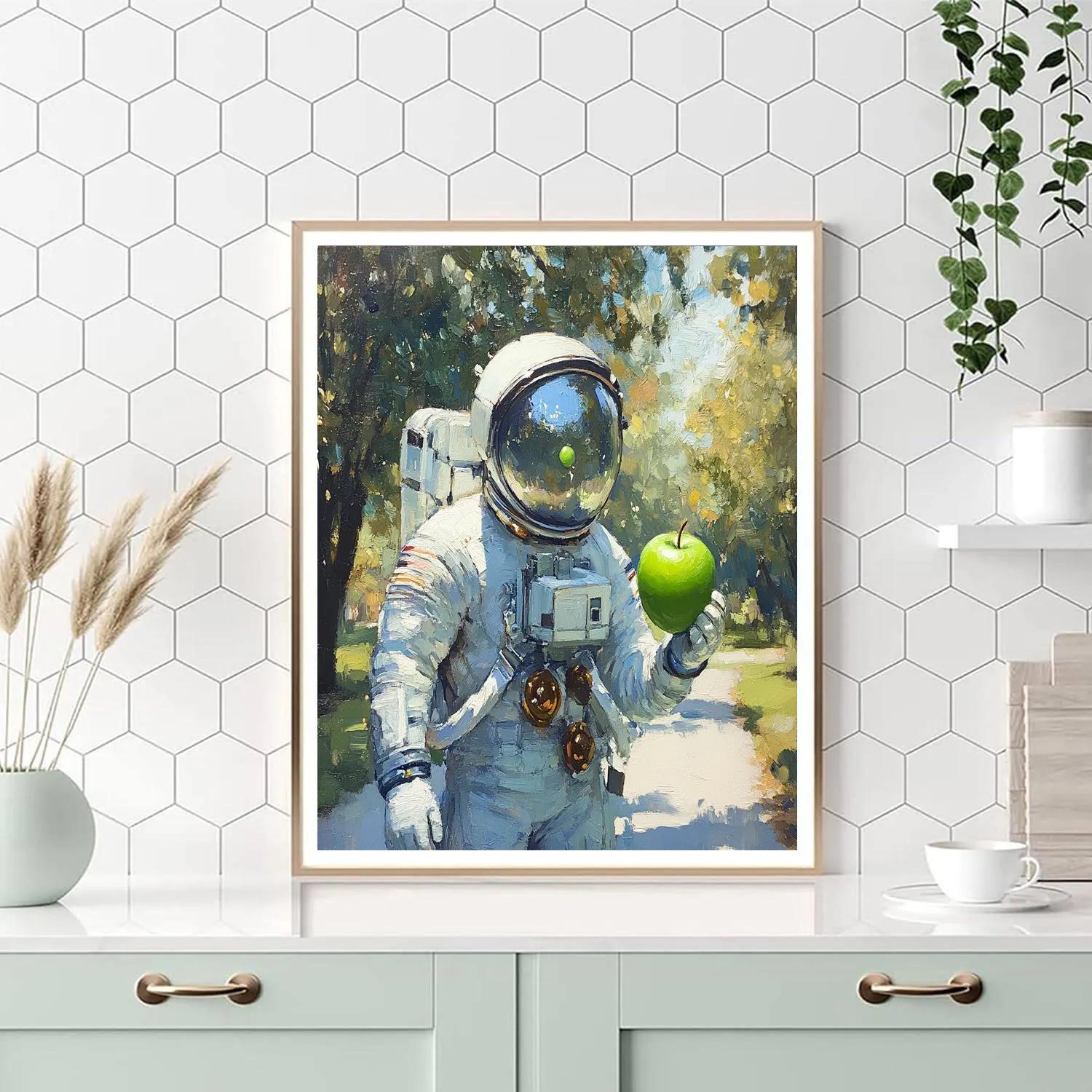 Rene Magritte Inspired Astronaut With Apple Paint by numbers kits