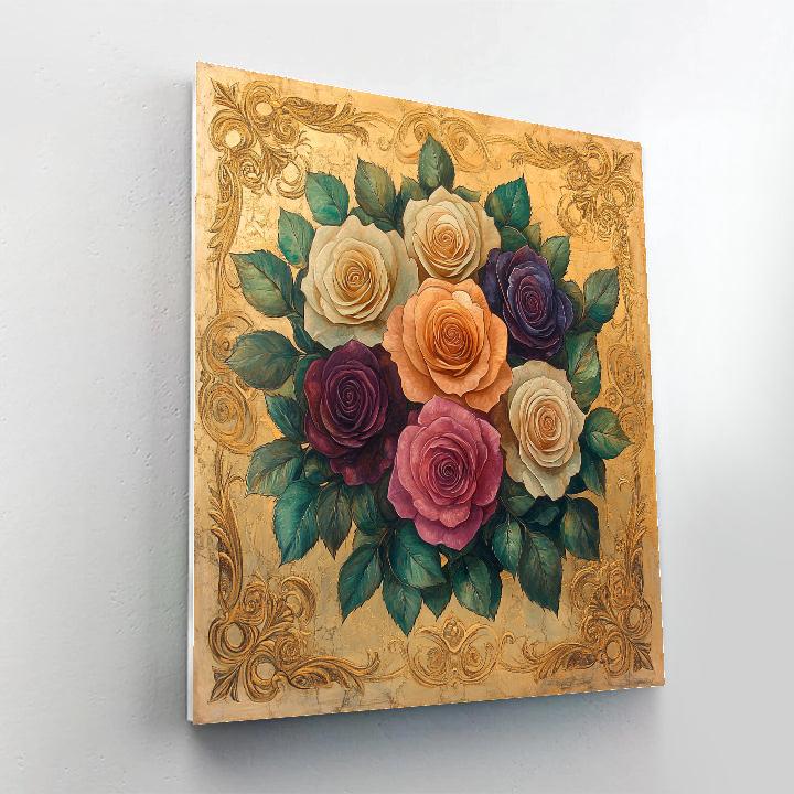 Klimt Inspired Roses And Gold paint by numbers