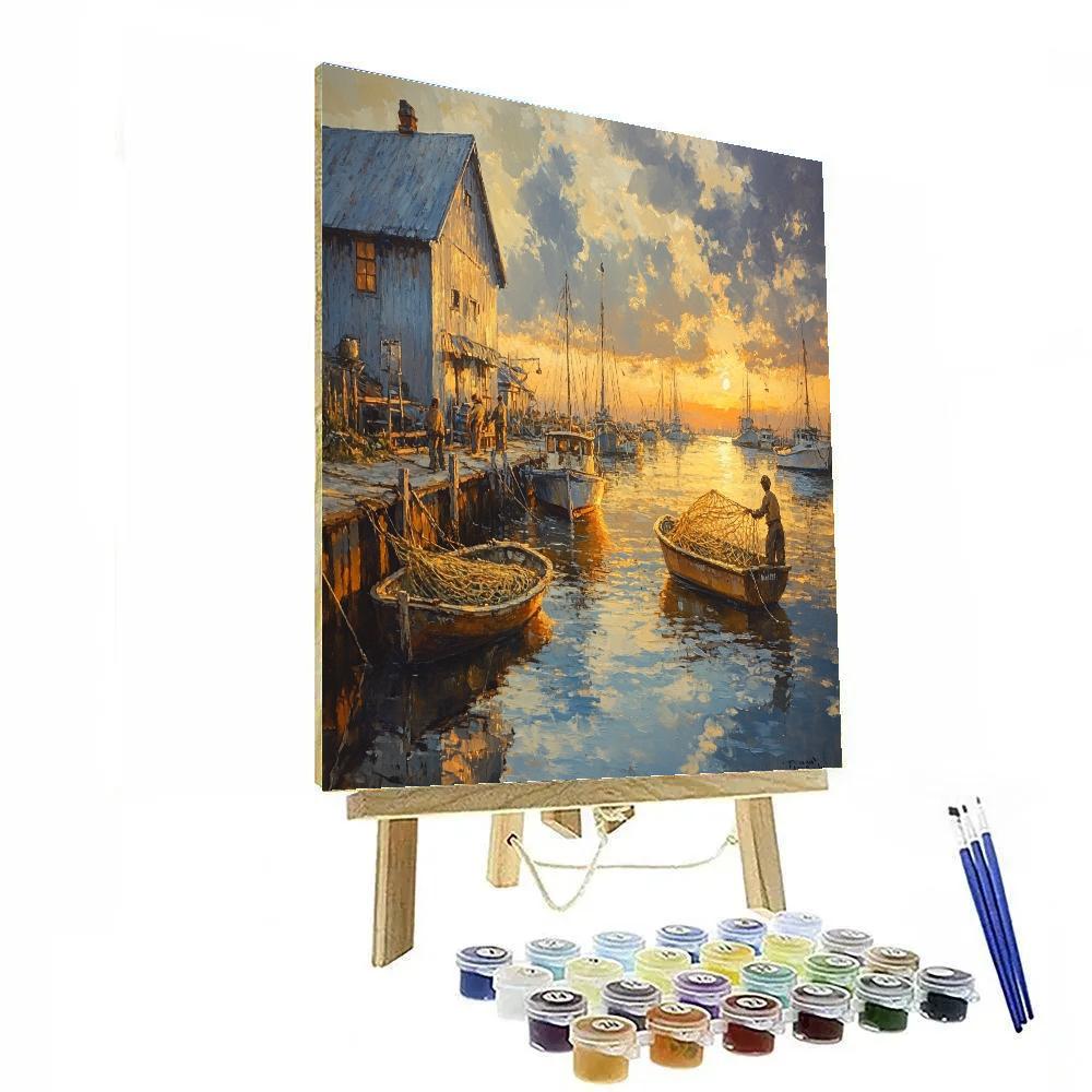 Gustave Courbet Inspired Fishermen At Dawn Numbered painting kits