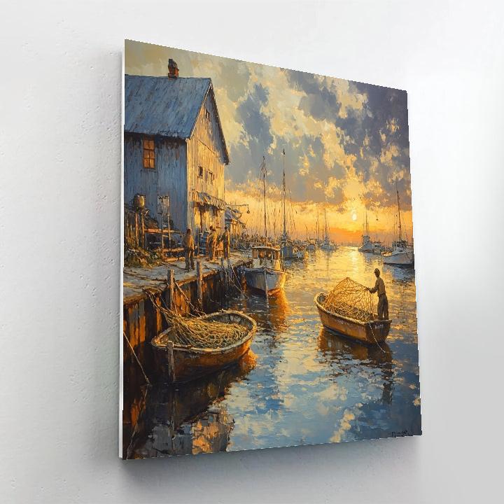 Gustave Courbet Inspired Fishermen At Dawn Numbered painting kits