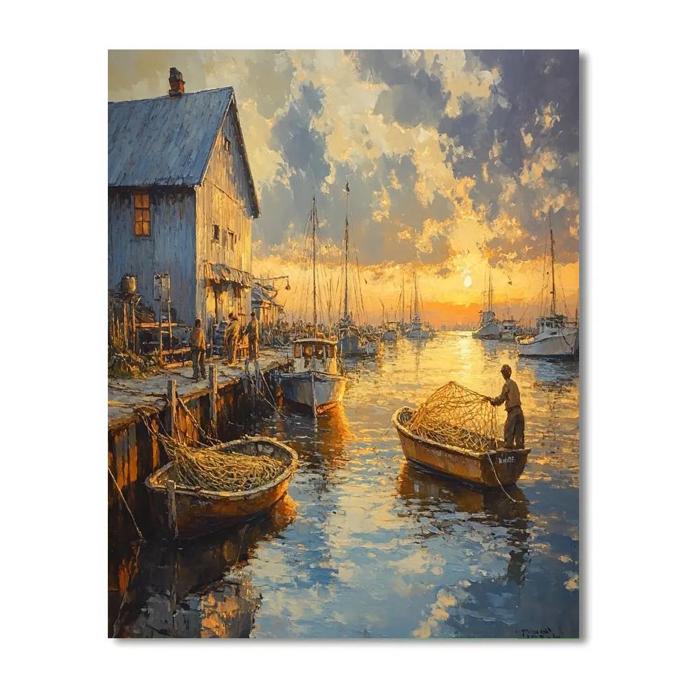 Gustave Courbet Inspired Fishermen At Dawn Numbered painting kits
