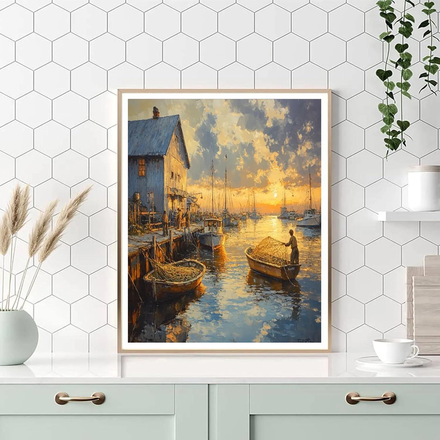 Gustave Courbet Inspired Fishermen At Dawn Numbered painting kits