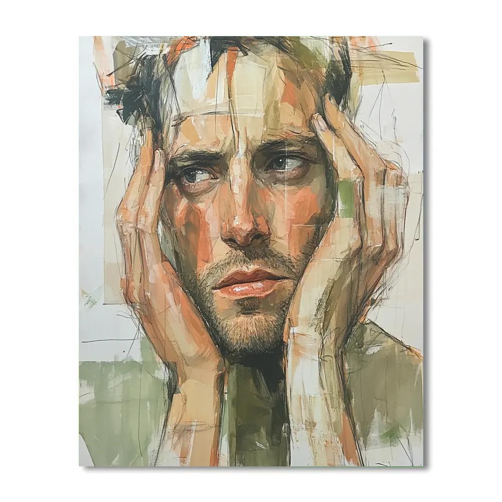 Egon Schiele Inspired Intense Portrait Numbered painting kits