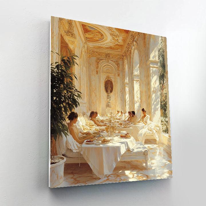 Lawrence Alma-Tadema Inspired Classical Garden Banquet paint by color