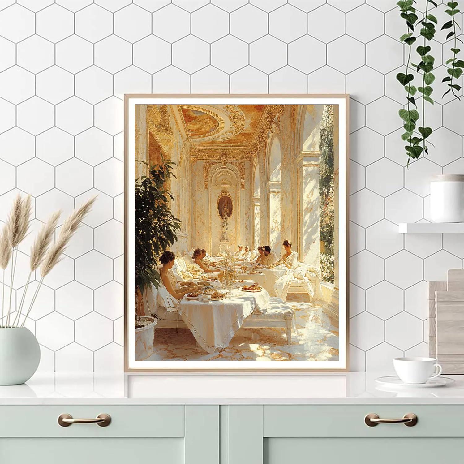 Lawrence Alma-Tadema Inspired Classical Garden Banquet paint by color