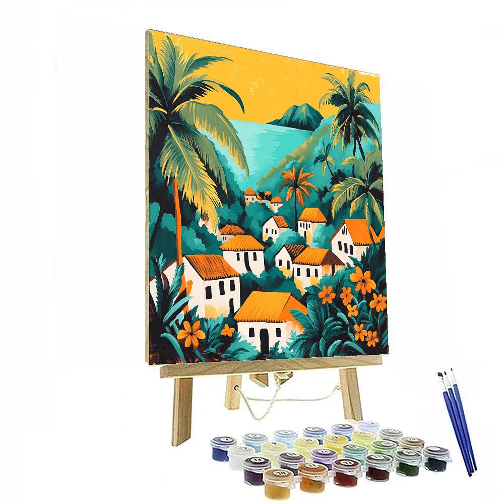 Gauguin Inspired Tropic Village DIY paint by numbers