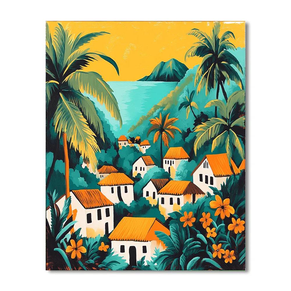 Gauguin Inspired Tropic Village DIY paint by numbers