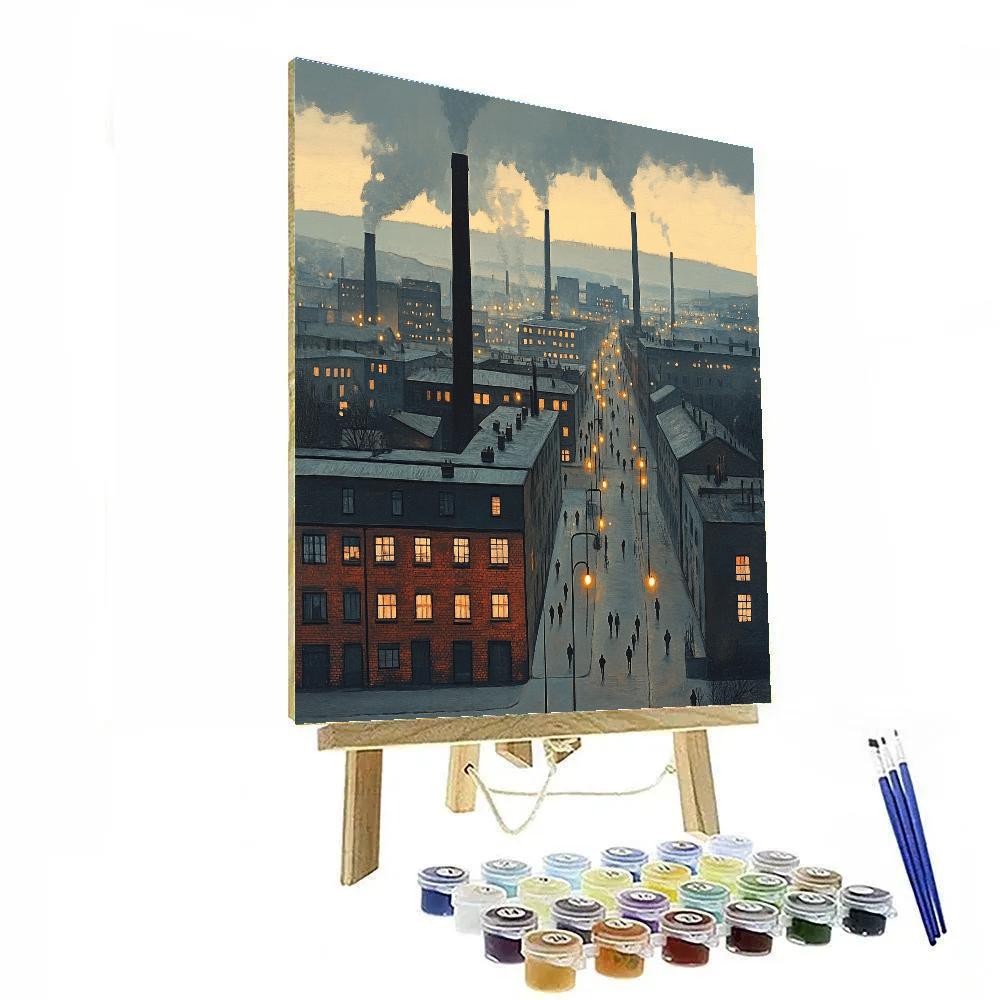 L.S. Lowry Inspired Industrial Evening painting number kit