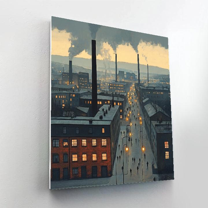 L.S. Lowry Inspired Industrial Evening painting number kit