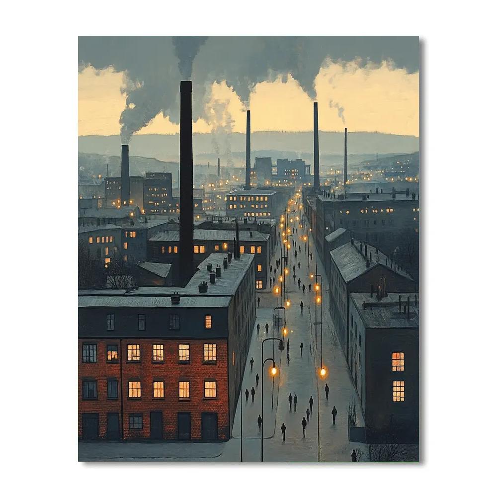L.S. Lowry Inspired Industrial Evening painting number kit